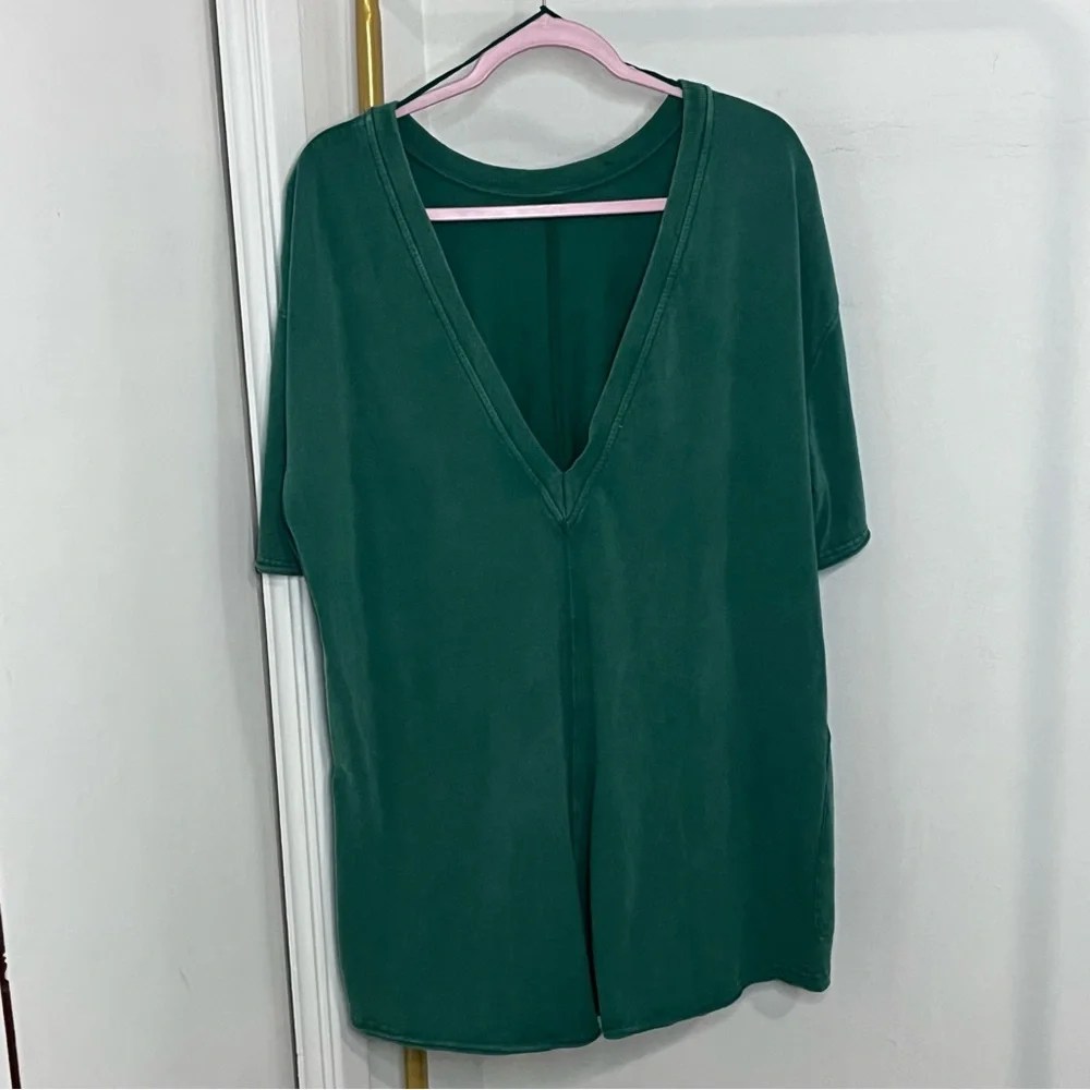Free People Hotshot Tee Romper in Heritage Green Size Medium NWOT